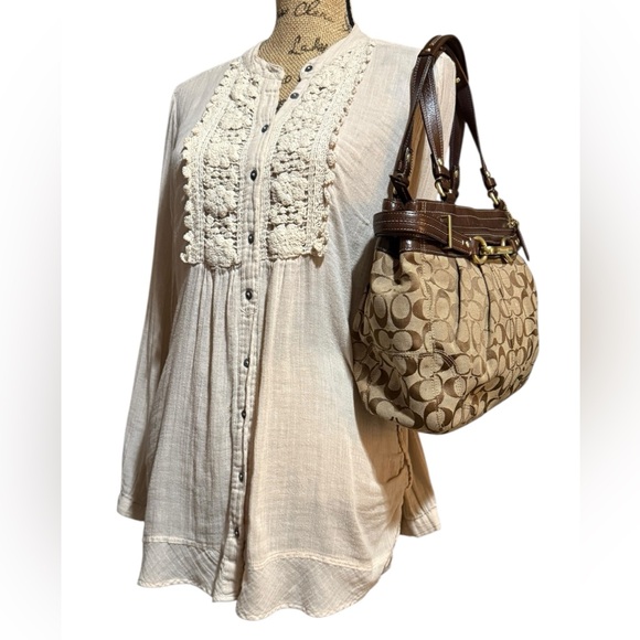 Coach Hampton Chocolate Brown Leather Carryall Tote Bag Purse - Picture 4 of 13